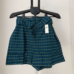Anthropologie Plaid High-Waisted Shorts with Belt
